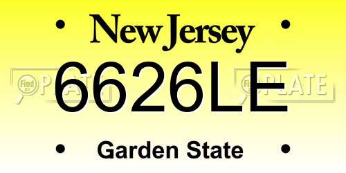 6626LE New Jersey License Plate