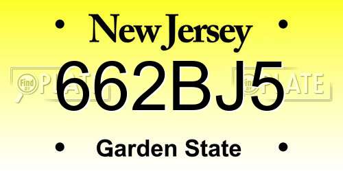 662BJ5 New Jersey License Plate