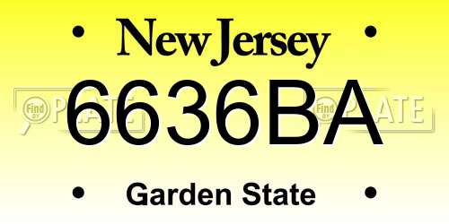 6636BA New Jersey License Plate