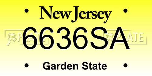 6636SA New Jersey License Plate