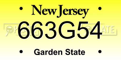 663G54 New Jersey License Plate