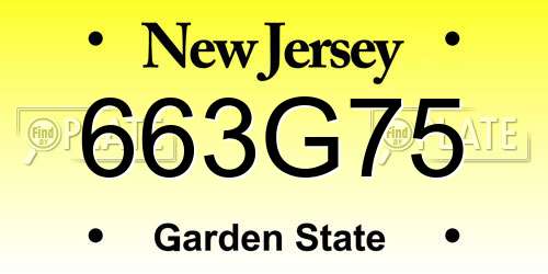 663G75 New Jersey License Plate