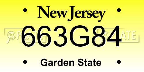 663G84 New Jersey License Plate