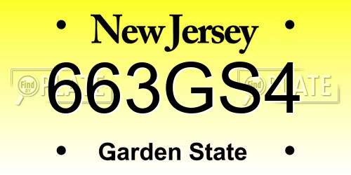 663GS4 New Jersey License Plate