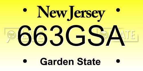 663GSA New Jersey License Plate