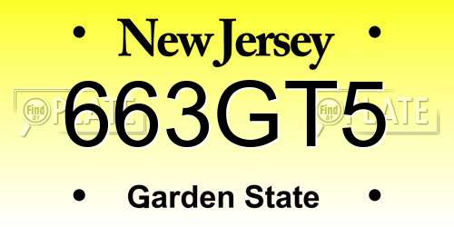 663GT5 New Jersey License Plate