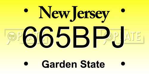 665BPJ New Jersey License Plate