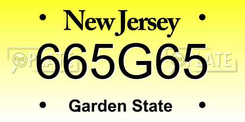 665G65 New Jersey License Plate