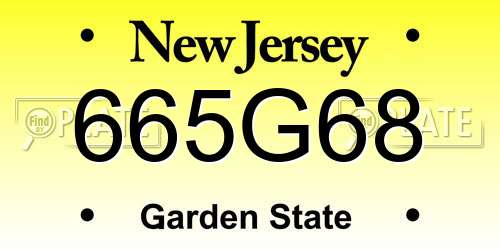 665G68 New Jersey License Plate