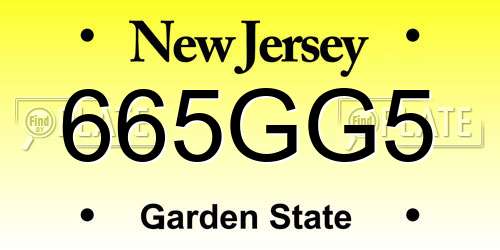665GG5 New Jersey License Plate