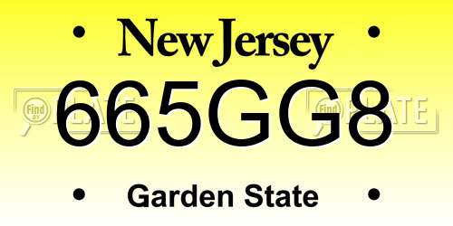 665GG8 New Jersey License Plate