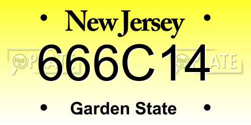 666C14 New Jersey License Plate
