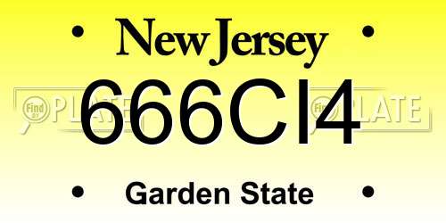666CI4 New Jersey License Plate