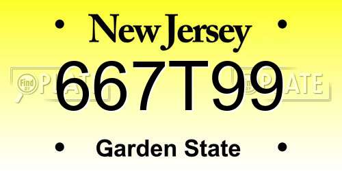 667T99 New Jersey License Plate
