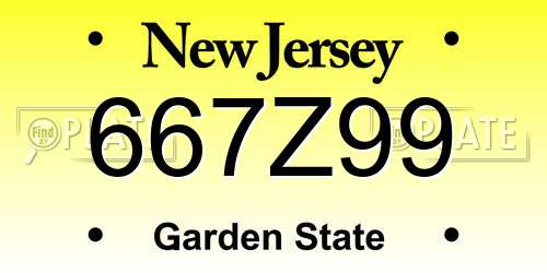 667Z99 New Jersey License Plate