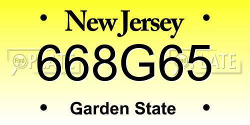 668G65 New Jersey License Plate