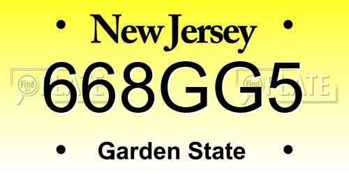 668GG5 New Jersey License Plate