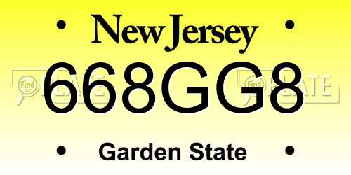 668GG8 New Jersey License Plate