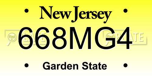 668MG4 New Jersey License Plate