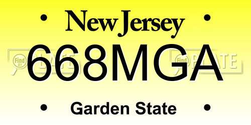 668MGA New Jersey License Plate