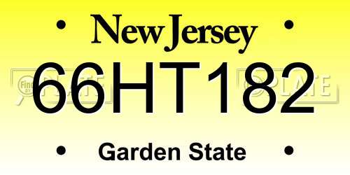 66HT182 New Jersey License Plate