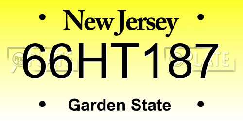 66HT187 New Jersey License Plate