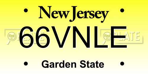 66VNLE New Jersey License Plate