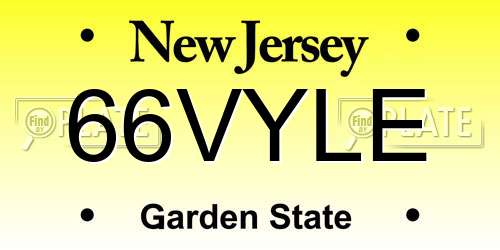 66VYLE New Jersey License Plate