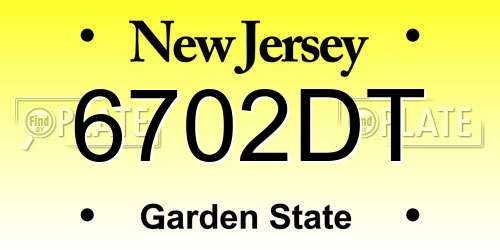 6702DT New Jersey License Plate
