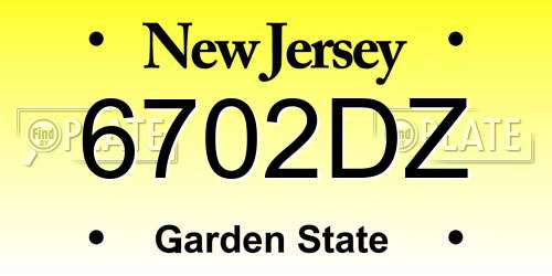 6702DZ New Jersey License Plate