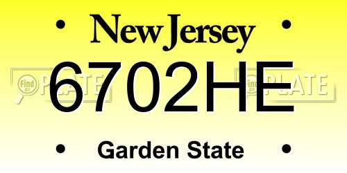 6702HE New Jersey License Plate