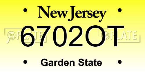 6702OT New Jersey License Plate