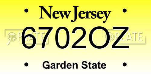 6702OZ New Jersey License Plate