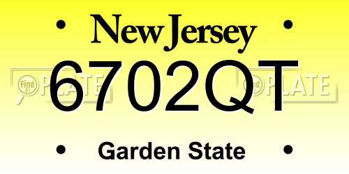6702QT New Jersey License Plate