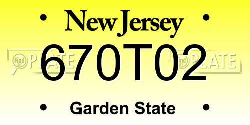 670T02 New Jersey License Plate