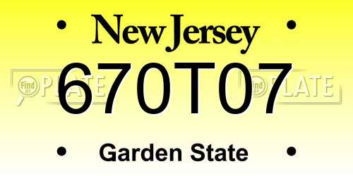670T07 New Jersey License Plate