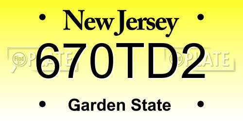670TD2 New Jersey License Plate