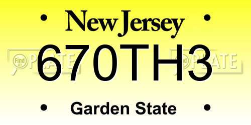 670TH3 New Jersey License Plate