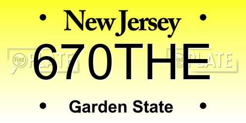 670THE New Jersey License Plate