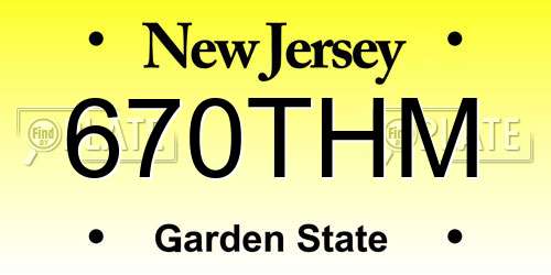 670THM New Jersey License Plate