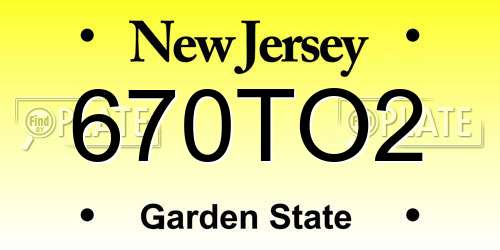 670TO2 New Jersey License Plate