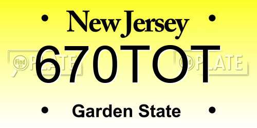 670TOT New Jersey License Plate
