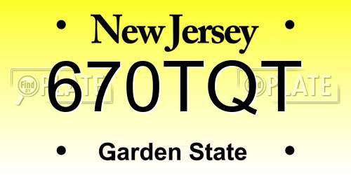 670TQT New Jersey License Plate