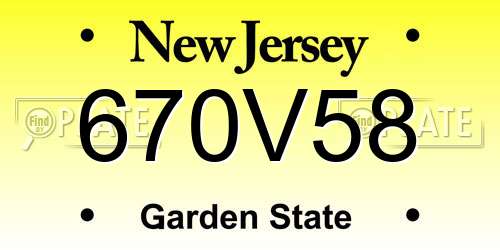 670V58 New Jersey License Plate