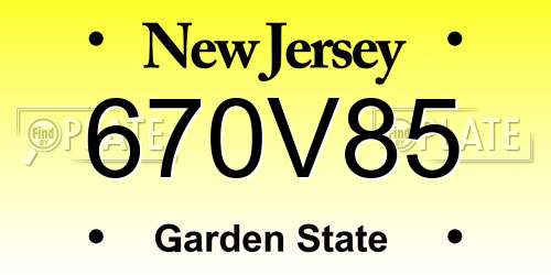 670V85 New Jersey License Plate