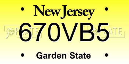 670VB5 New Jersey License Plate