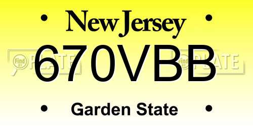 670VBB New Jersey License Plate