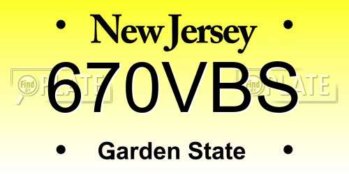 670VBS New Jersey License Plate