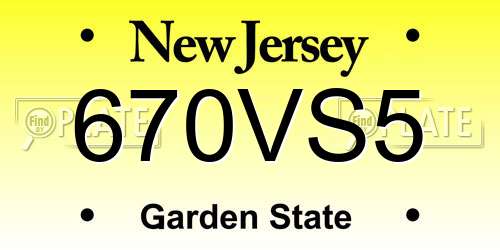 670VS5 New Jersey License Plate