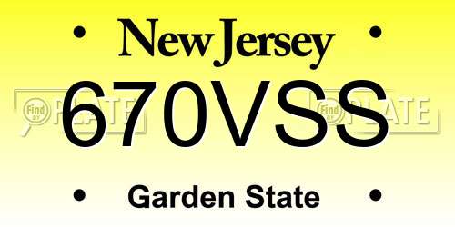670VSS New Jersey License Plate